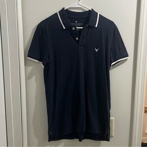 American Eagle Outfitters Dark Blue Polo with White Trim